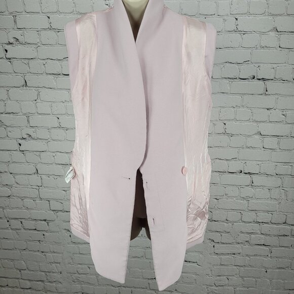 Zara Pale Pastel Pink Buttoned Lined Collared Blazer Vest Jacket Size Medium M - Picture 7 of 16